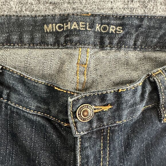 Michael Kors Jeans Women 10 Blue Bootcut Dark Embroidered Y2K Designer Logo - Picture 5 of 11